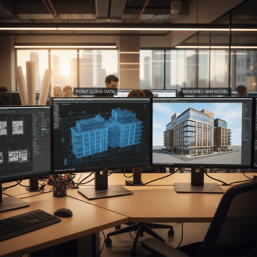 نماذج BIM والمساحة الجوية ثلاثية الأبعاد