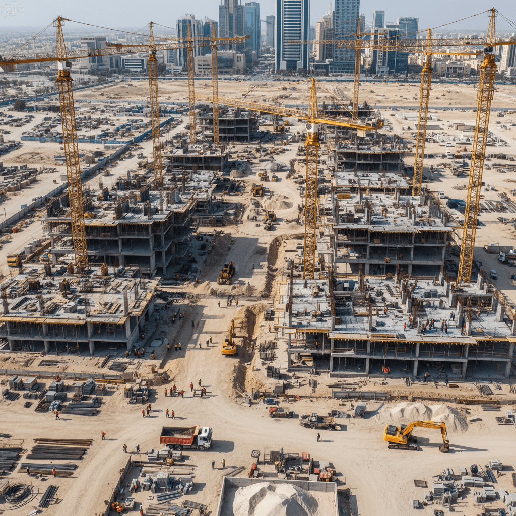 التصوير الجوي 6K لموقع البناء