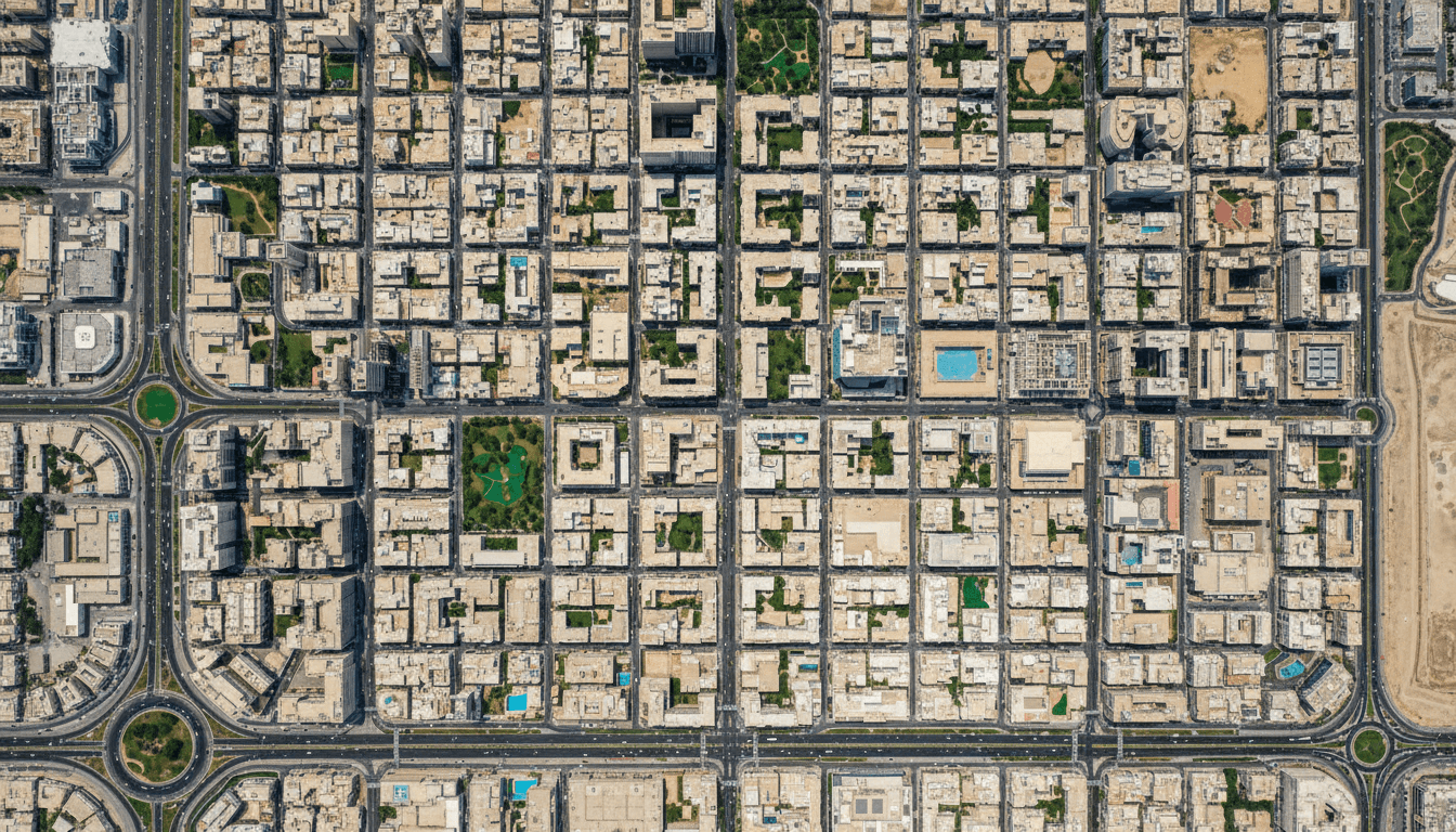 صورة جوية عالية الدقة لمنطقة حضرية في الرياض