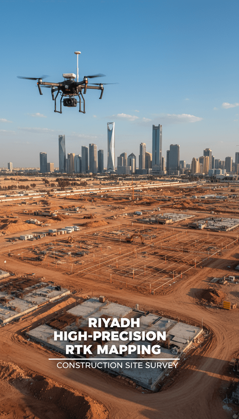جهاز طائرة بدون طيار يقوم بمسح موقع البناء بدقة عالية