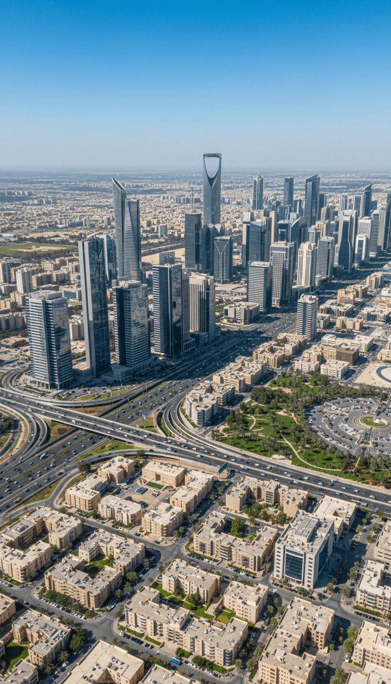طائرة بدون طيار تصور منظر جوي لمدينة الرياض