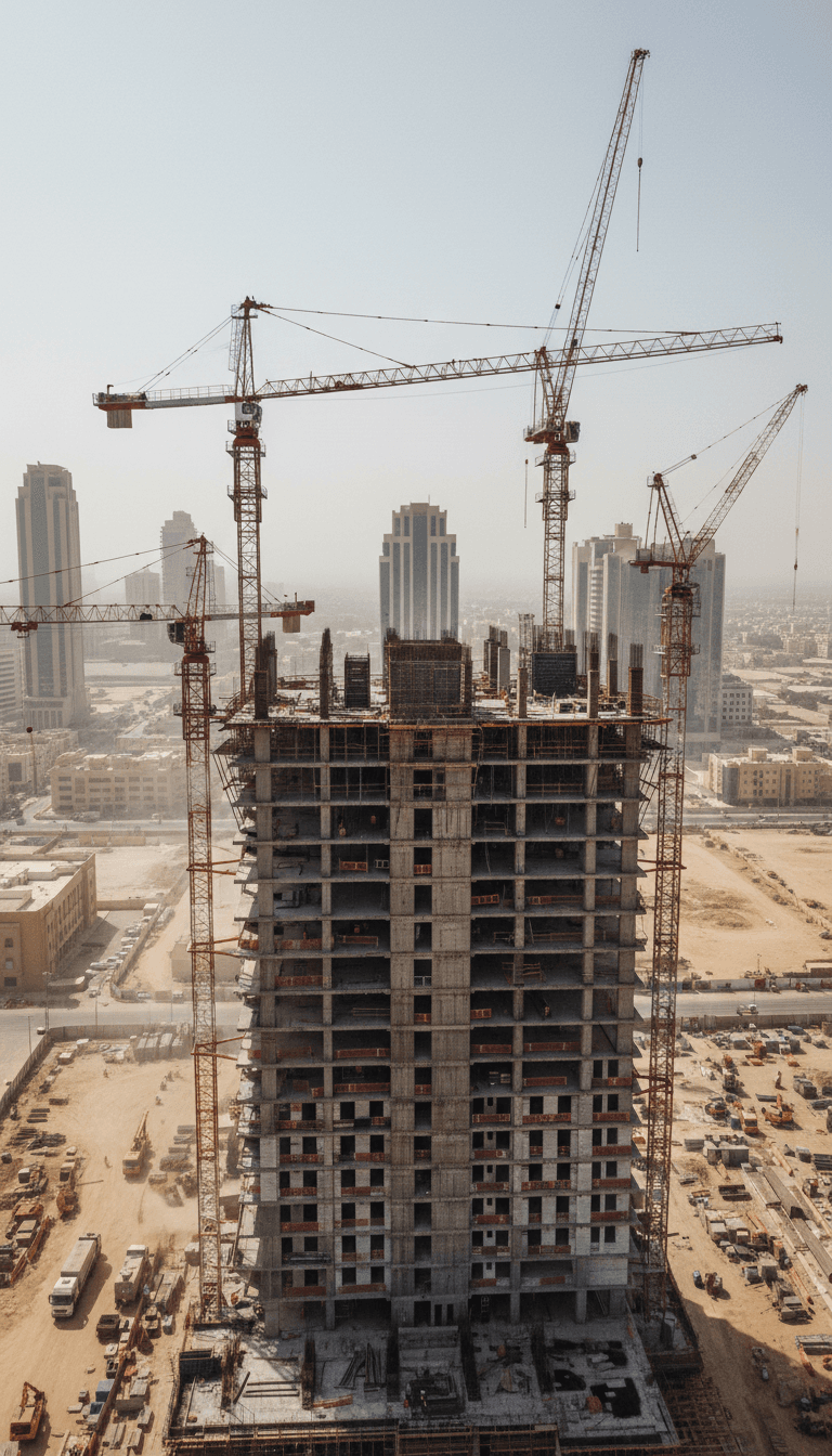 موقع إنشاء برج تجاري تحت التشييد