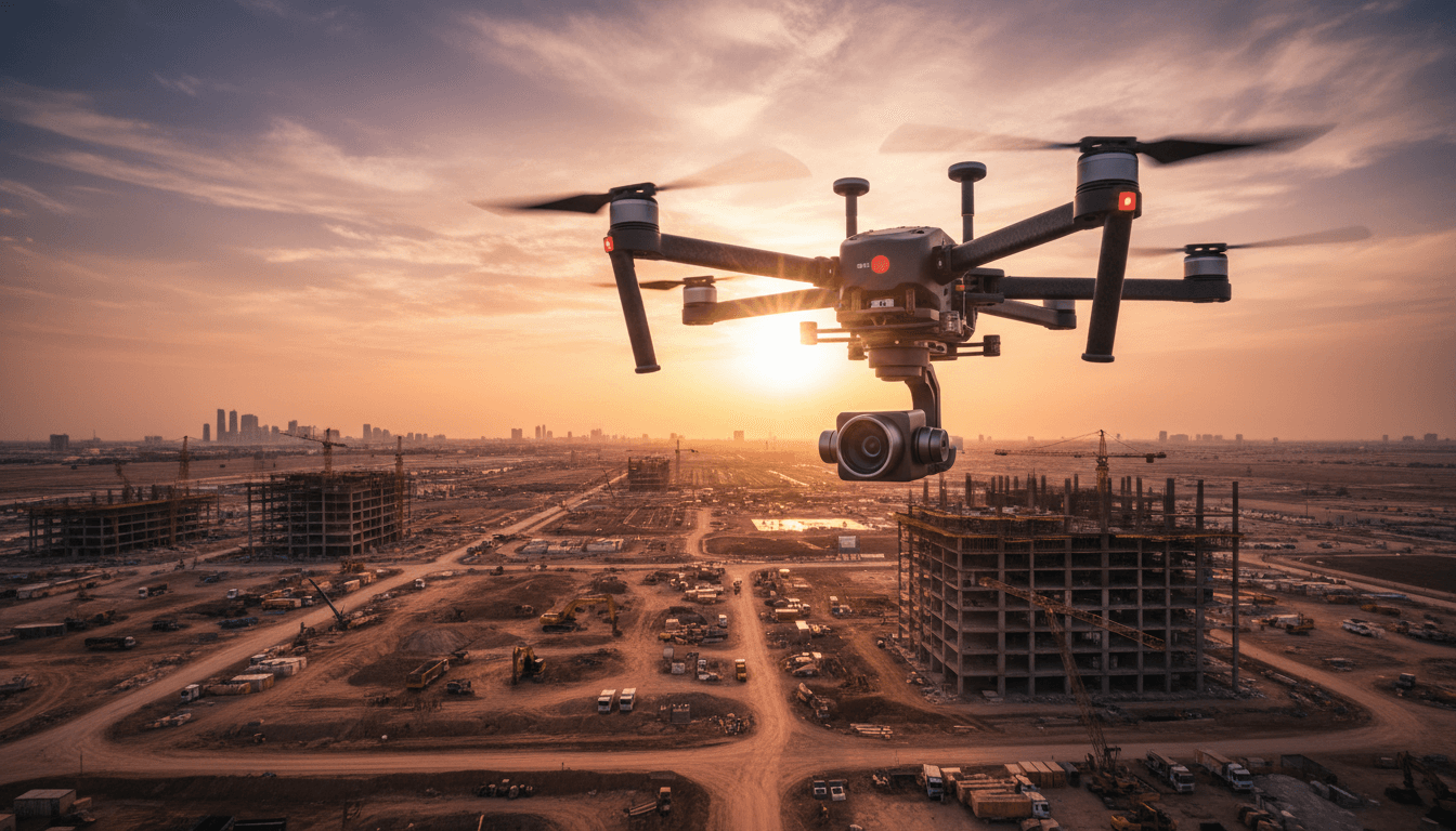 دليل شامل لخدمات الدرون في الرياض: المسح RTK، الفحص الحراري، رسم الخرائط الإنشائية، والبث الجوي المباشر من مشغّل مرخّص GACA